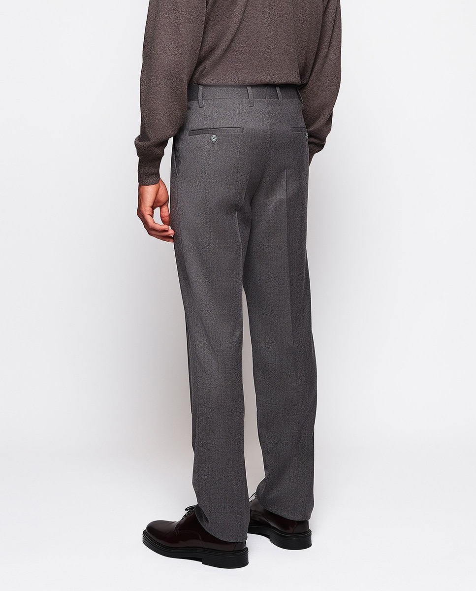 Pantalón hombre regular franela strech liso - Mirto - Gris claro Gris claro-3