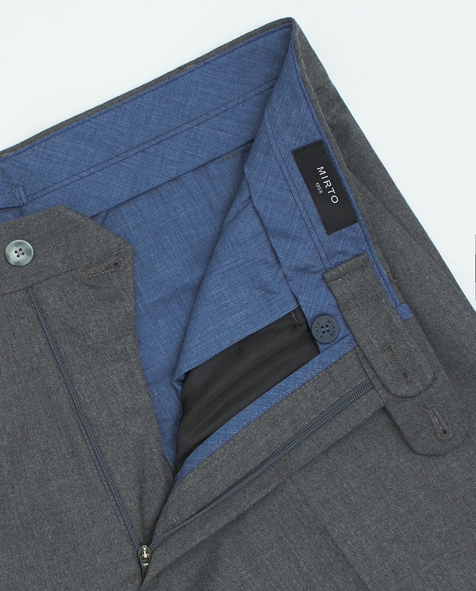 Pantalón hombre regular franela strech liso - Mirto - Gris claro Gris claro-5