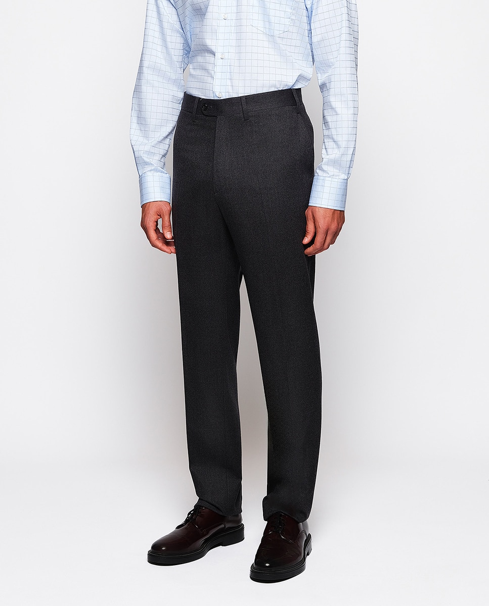 Pantalón hombre regular franela strech liso - Mirto - Gris oscuro Gris oscuro-2