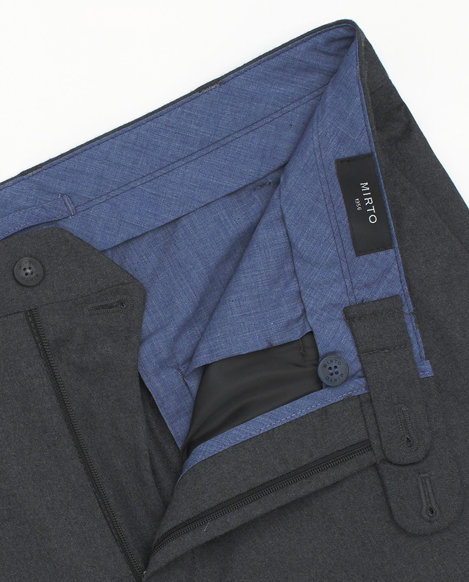 Pantalón hombre regular franela strech liso - Mirto - Gris oscuro Gris oscuro-5