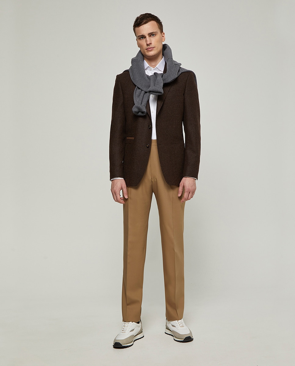 Pantalón hombre regular sarga liso - Mirto - Beige Beige-1