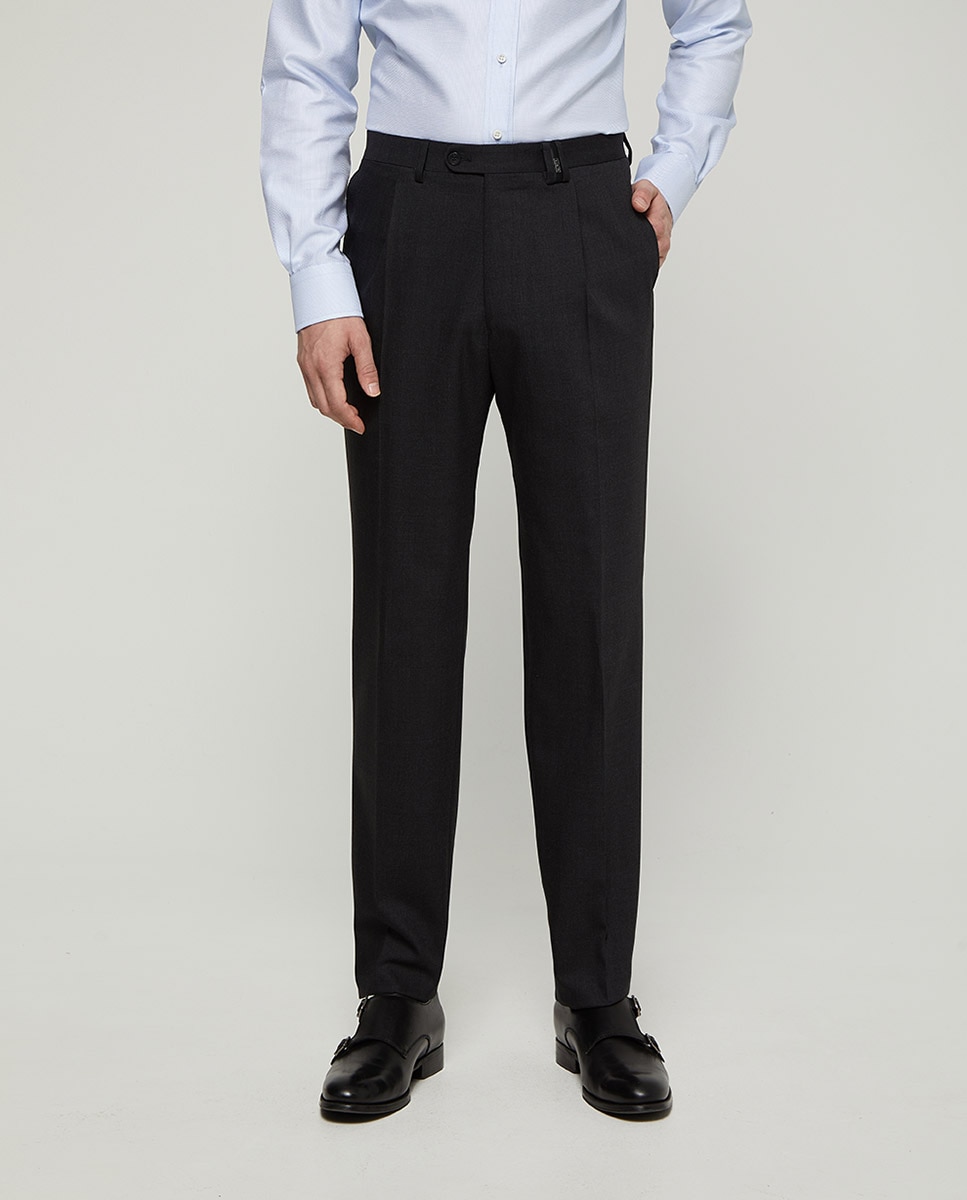 Pantalón hombre regular sarga liso - Mirto - Gris oscuro Gris oscuro-2