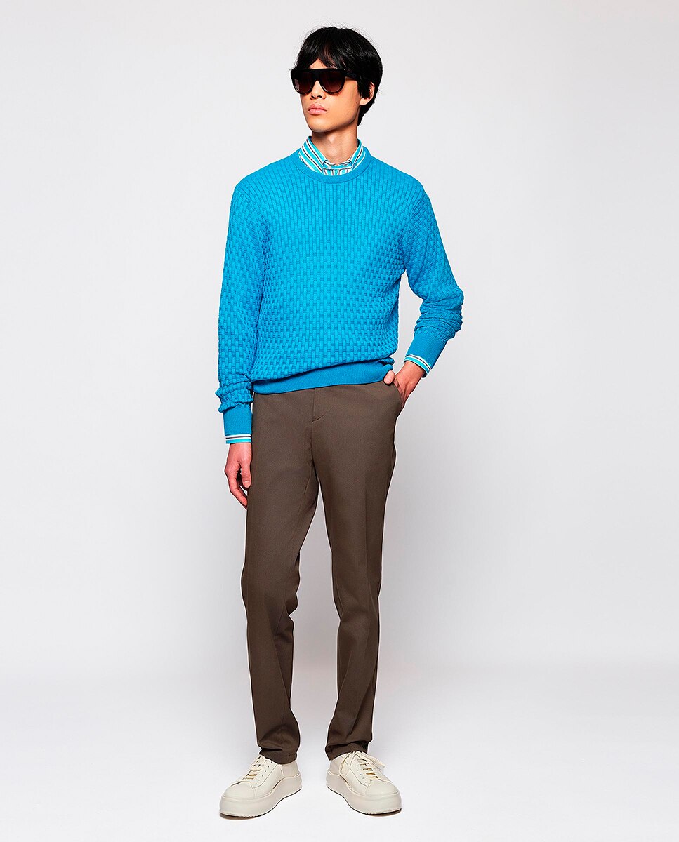 Pantalón hombre regular chino algodón strech liso - Mirto - Kaki Kaki-1