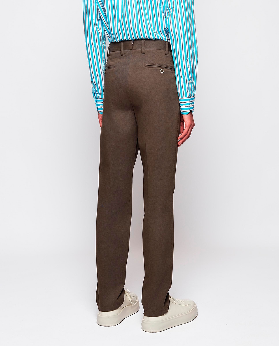 Pantalón hombre regular chino algodón strech liso - Mirto - Kaki Kaki-3