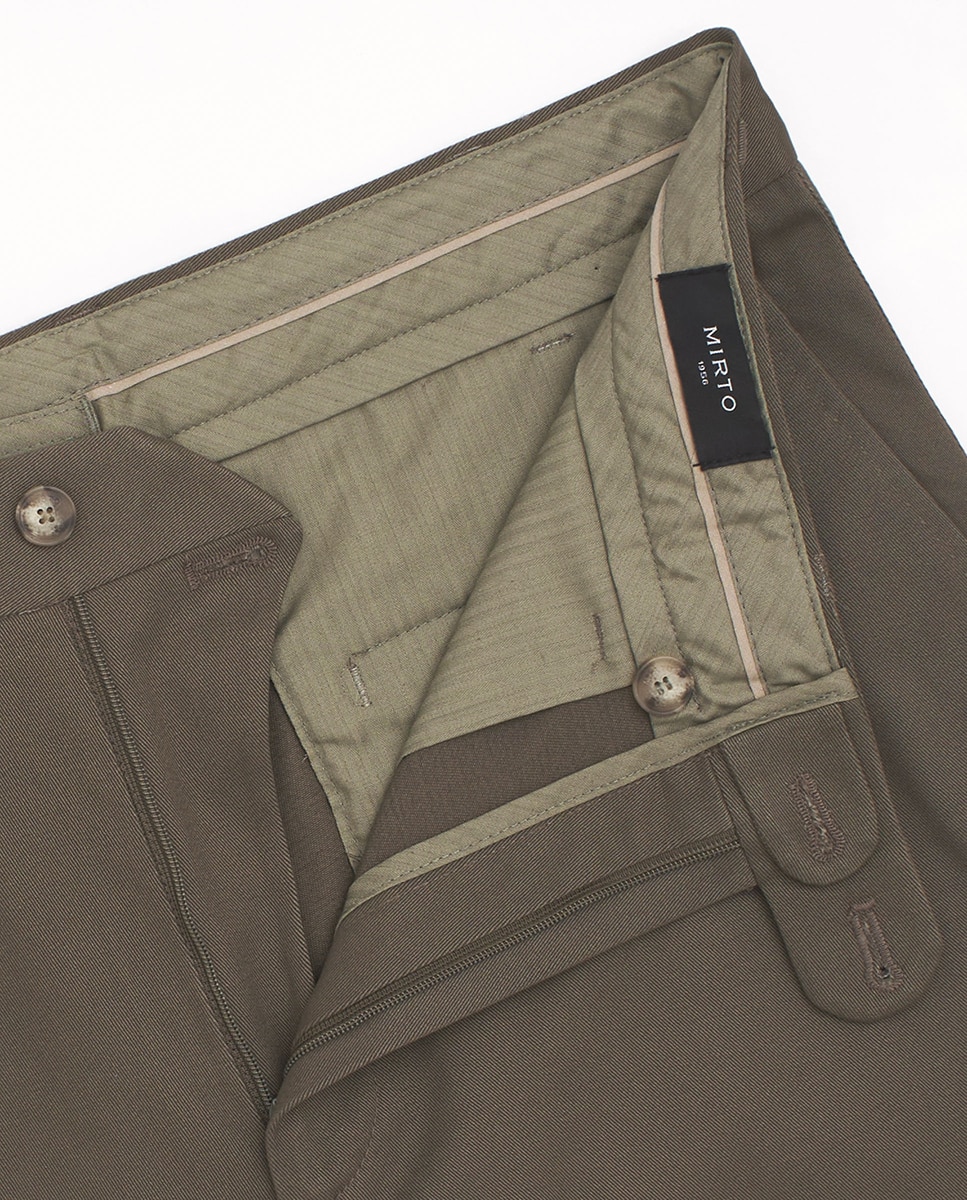 Pantalón hombre regular chino algodón strech liso - Mirto - Kaki Kaki-5