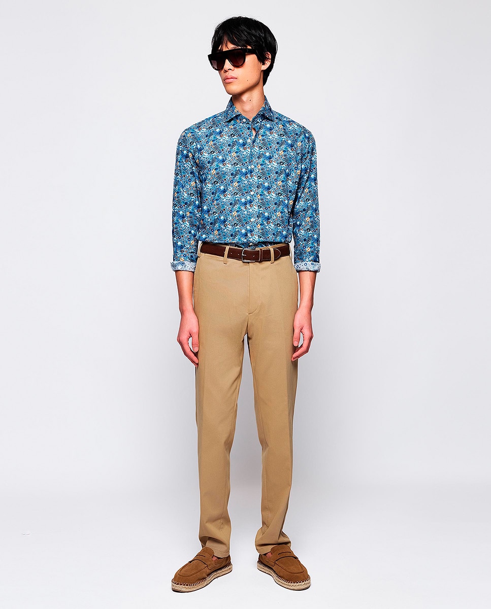 Pantalón hombre regular chino algodón strech liso - Mirto - Beige Beige-1