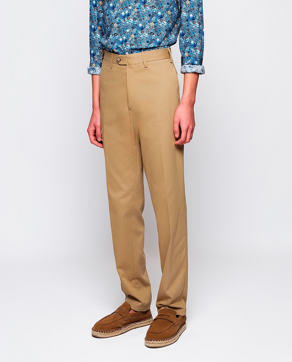 Pantalón hombre regular chino algodón strech liso - Mirto - Beige Beige-2
