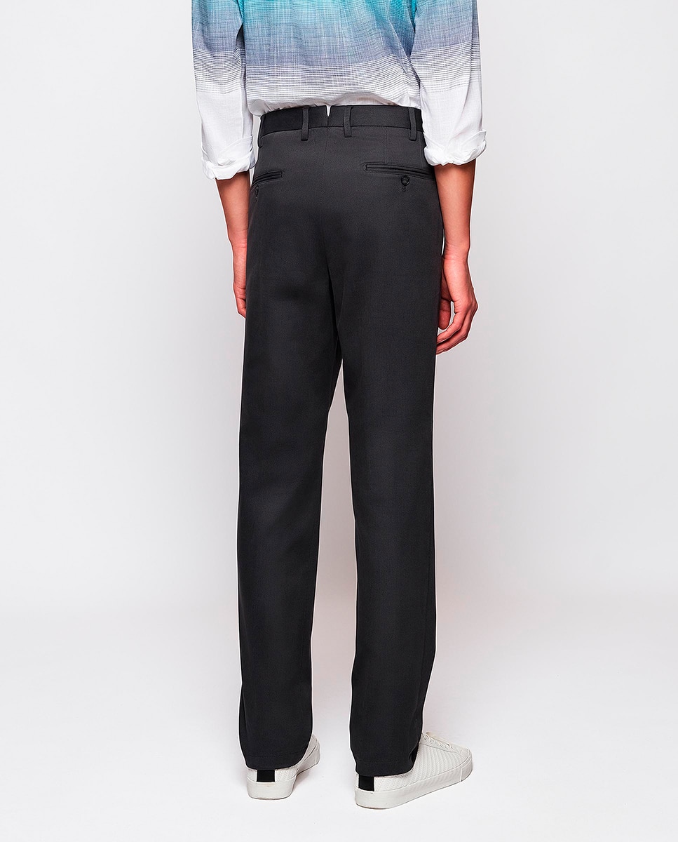 Pantalón hombre regular chino algodón strech liso - Mirto - Gris Gris-3