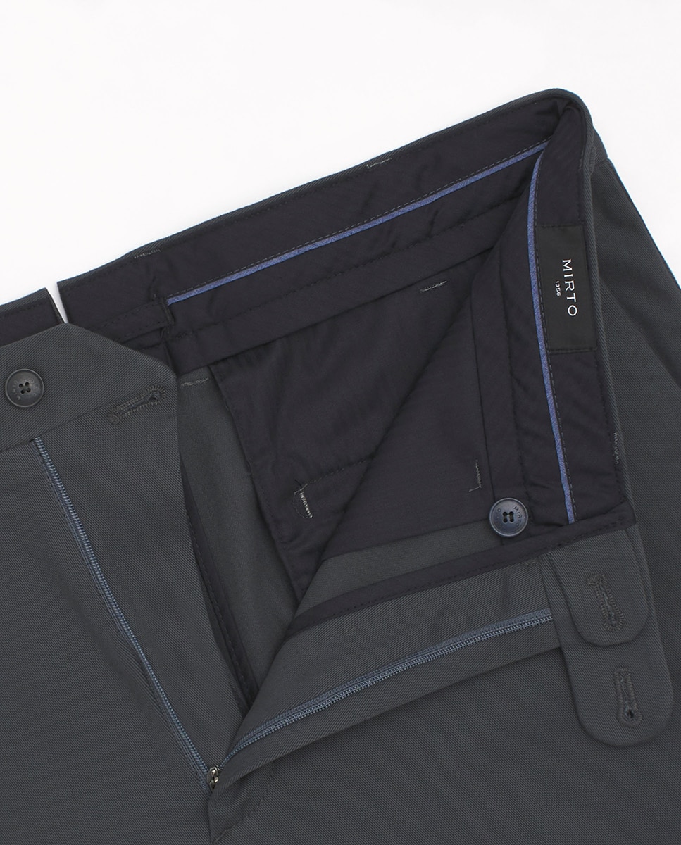 Pantalón hombre regular chino algodón strech liso - Mirto - Gris Gris-5