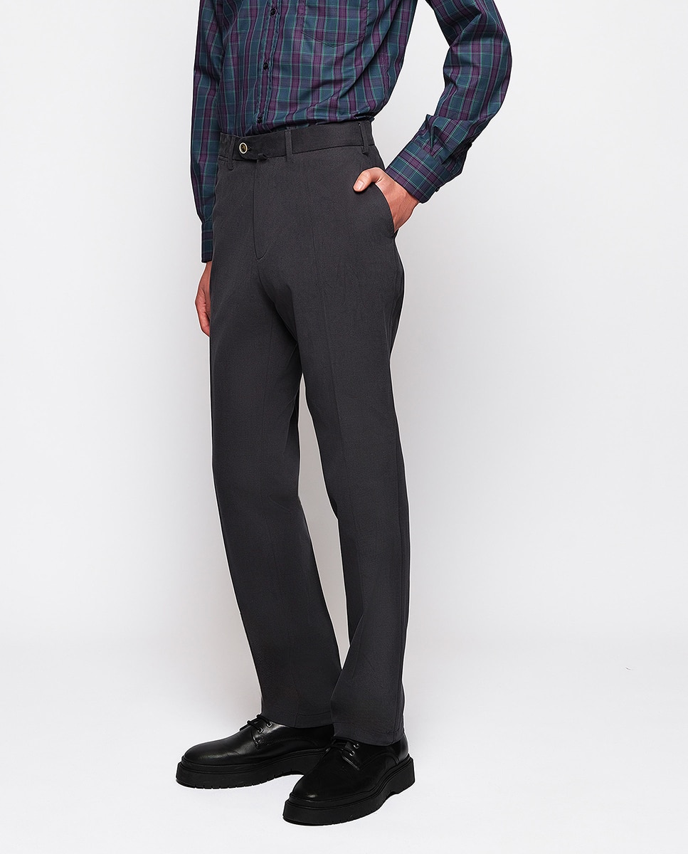 Pantalón hombre regular chino algodón strech liso - Mirto - Azul marino Azul marino-2