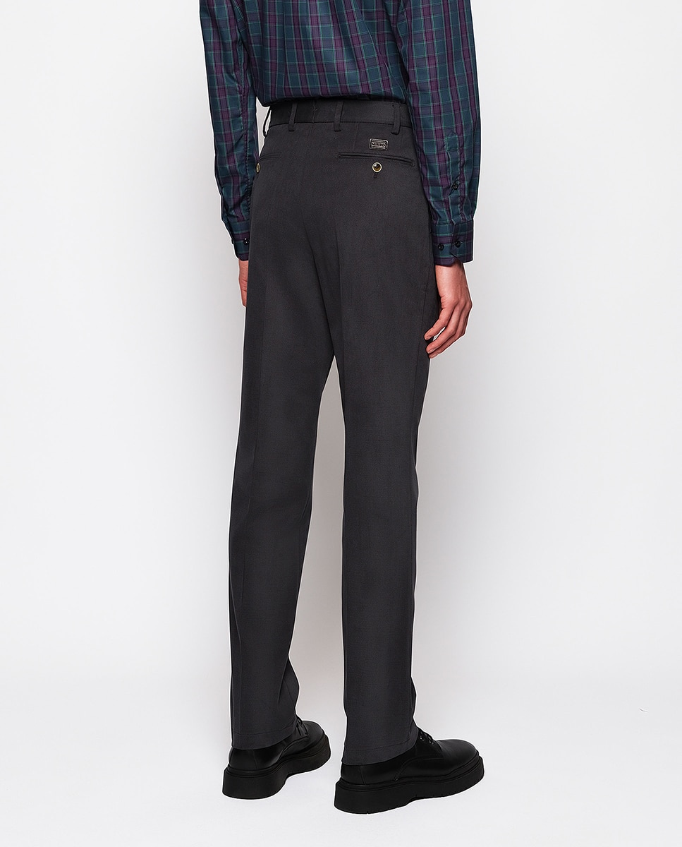 Pantalón hombre regular chino algodón strech liso - Mirto - Azul marino Azul marino-3