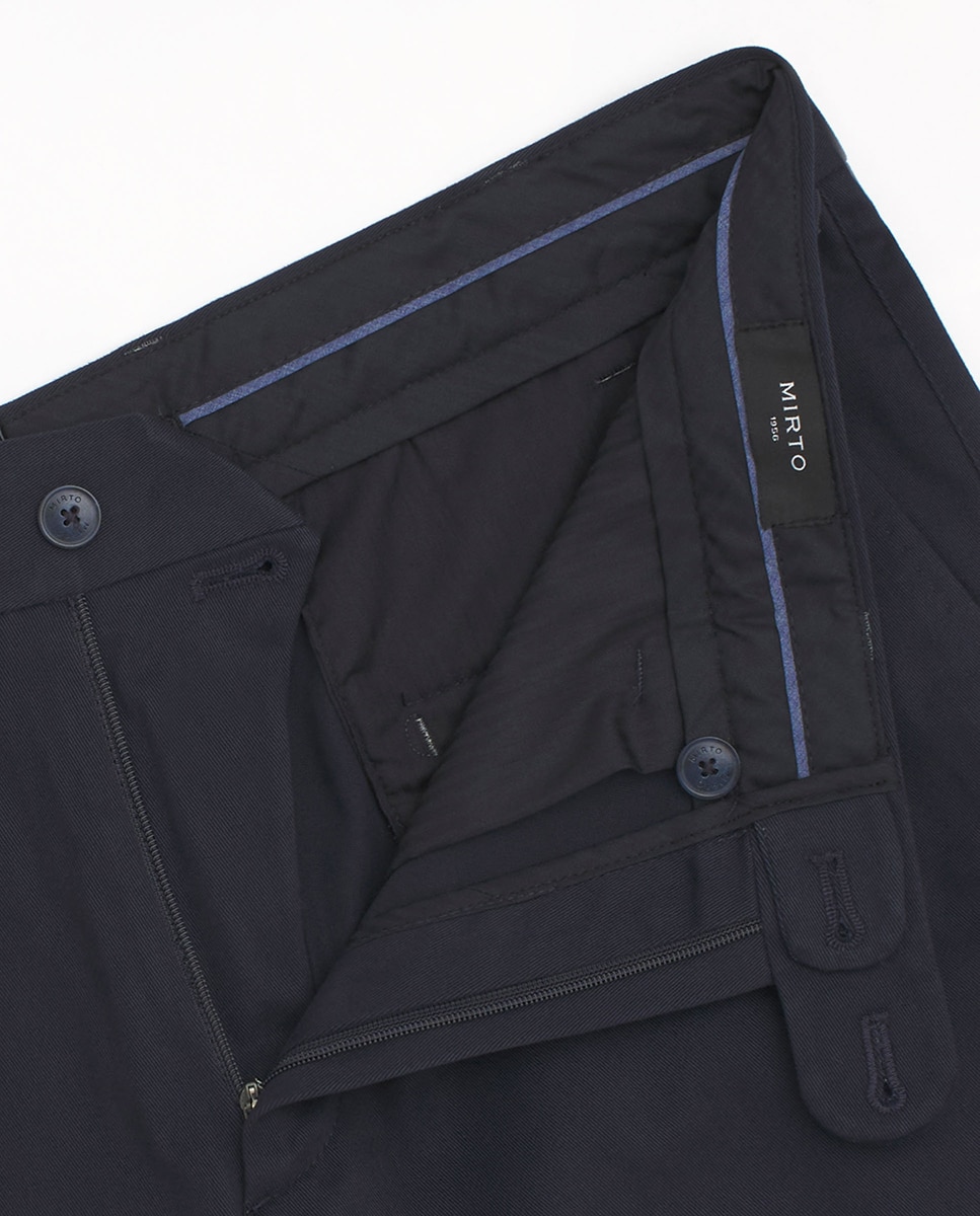 Pantalón hombre regular chino algodón strech liso - Mirto - Azul marino Azul marino-5