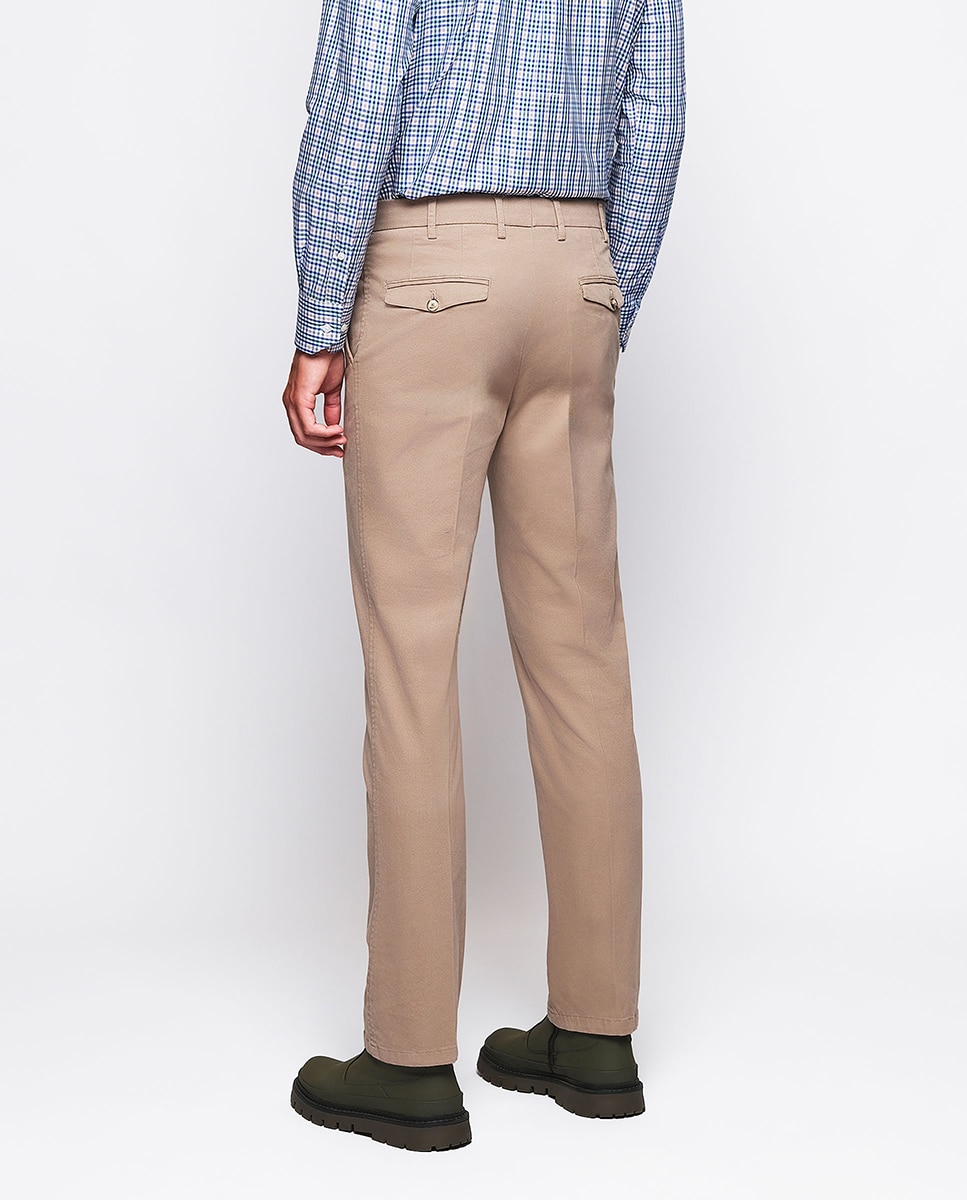 Calças Chino Custom Fit com Estrutura Castanho-claro-3