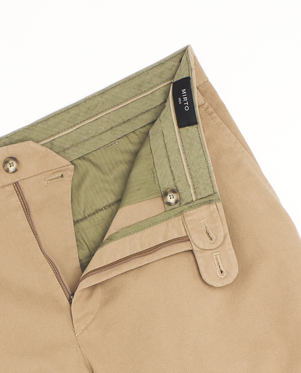 Calças Chino Custom Fit com Estrutura Castanho-claro-5