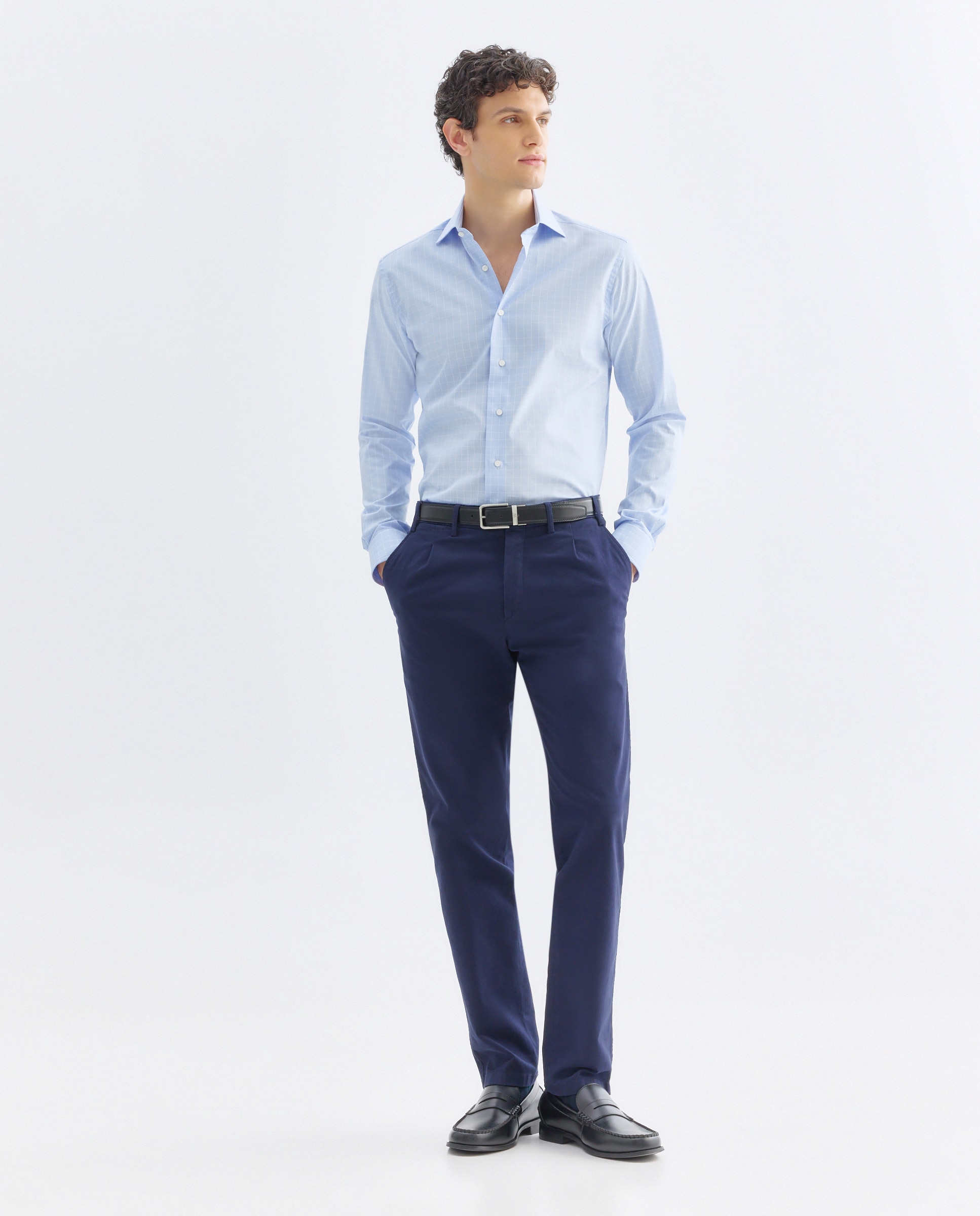 Calças Chino Custom Fit com Estrutura Azul-marinho-1