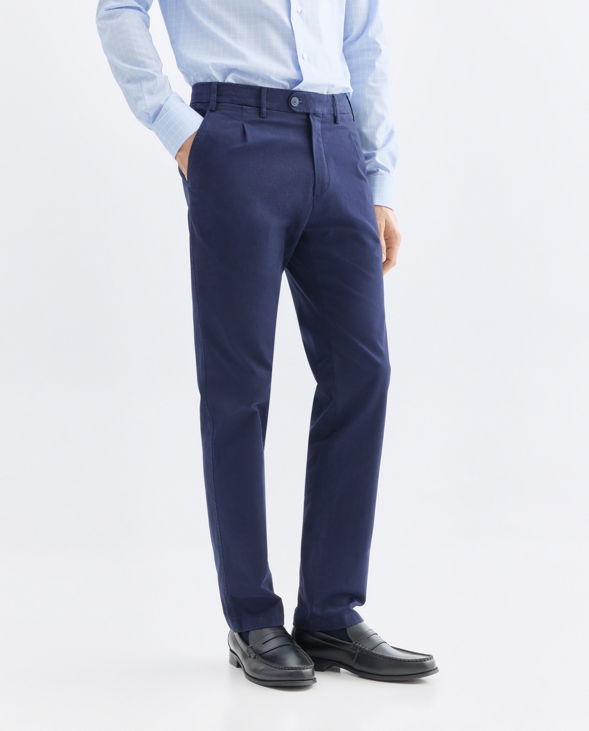 Calças Chino Custom Fit com Estrutura Azul-marinho-2