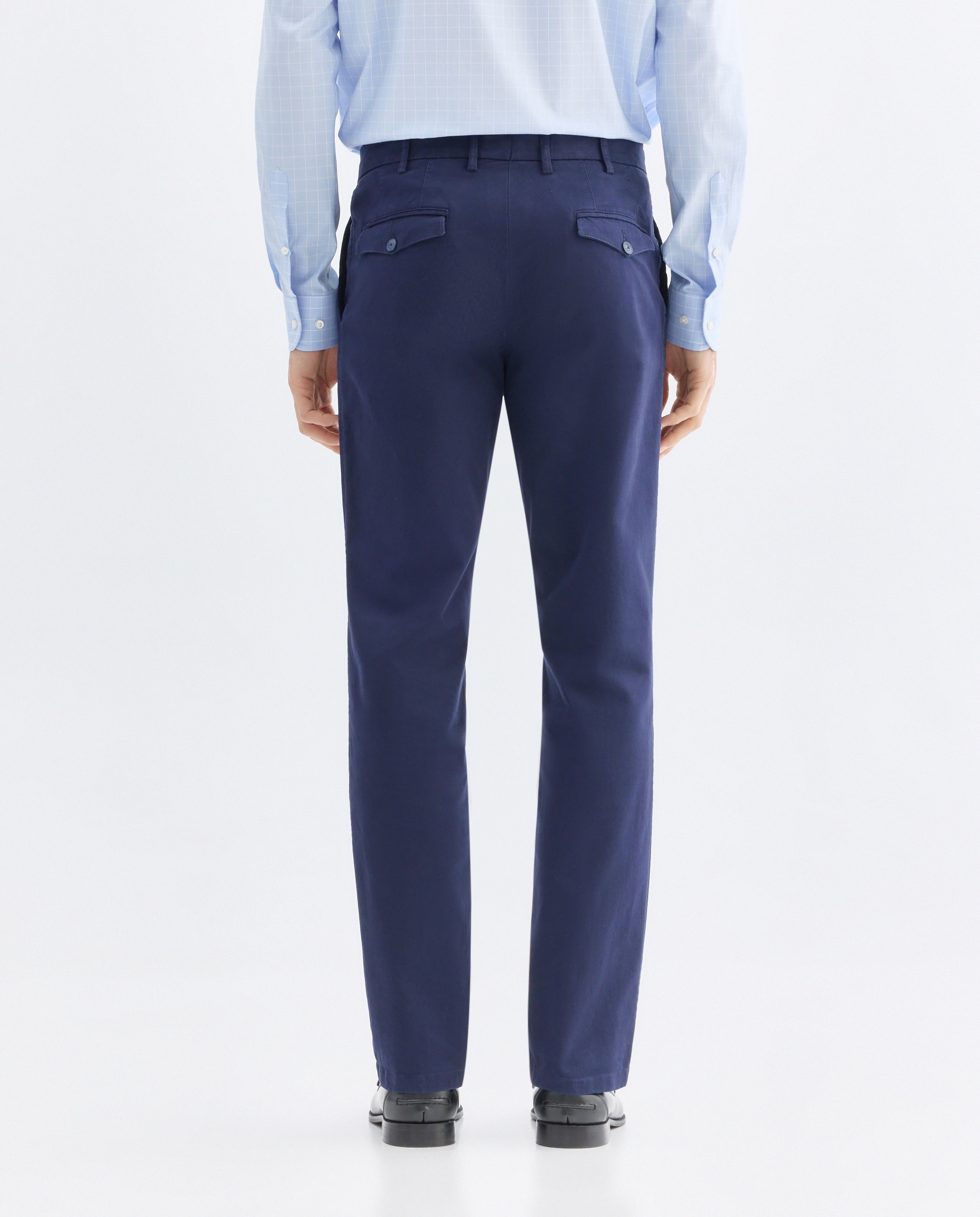Calças Chino Custom Fit com Estrutura Azul-marinho-3