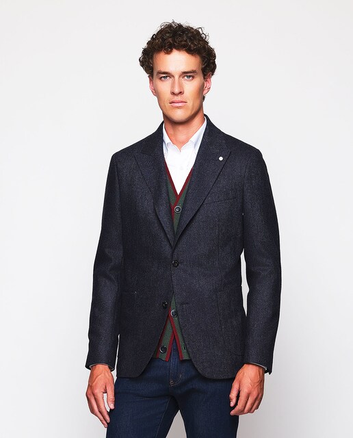 Imagem 0 de Casaco Regular Fit com Padrão Espinha de Peixe