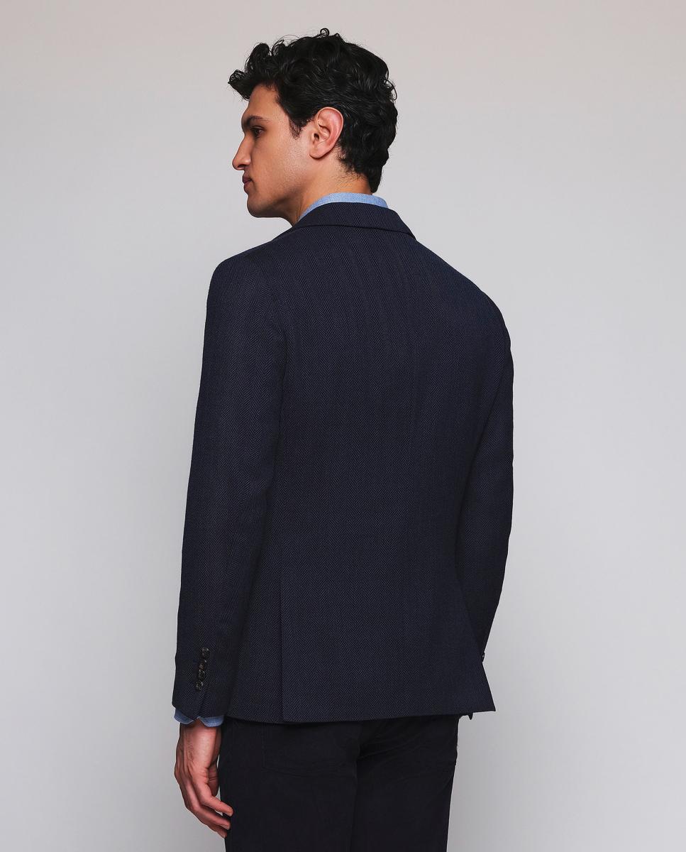 Chaqueta hombre custom fit espiga - Mirto - Azul marino Azul marino-2