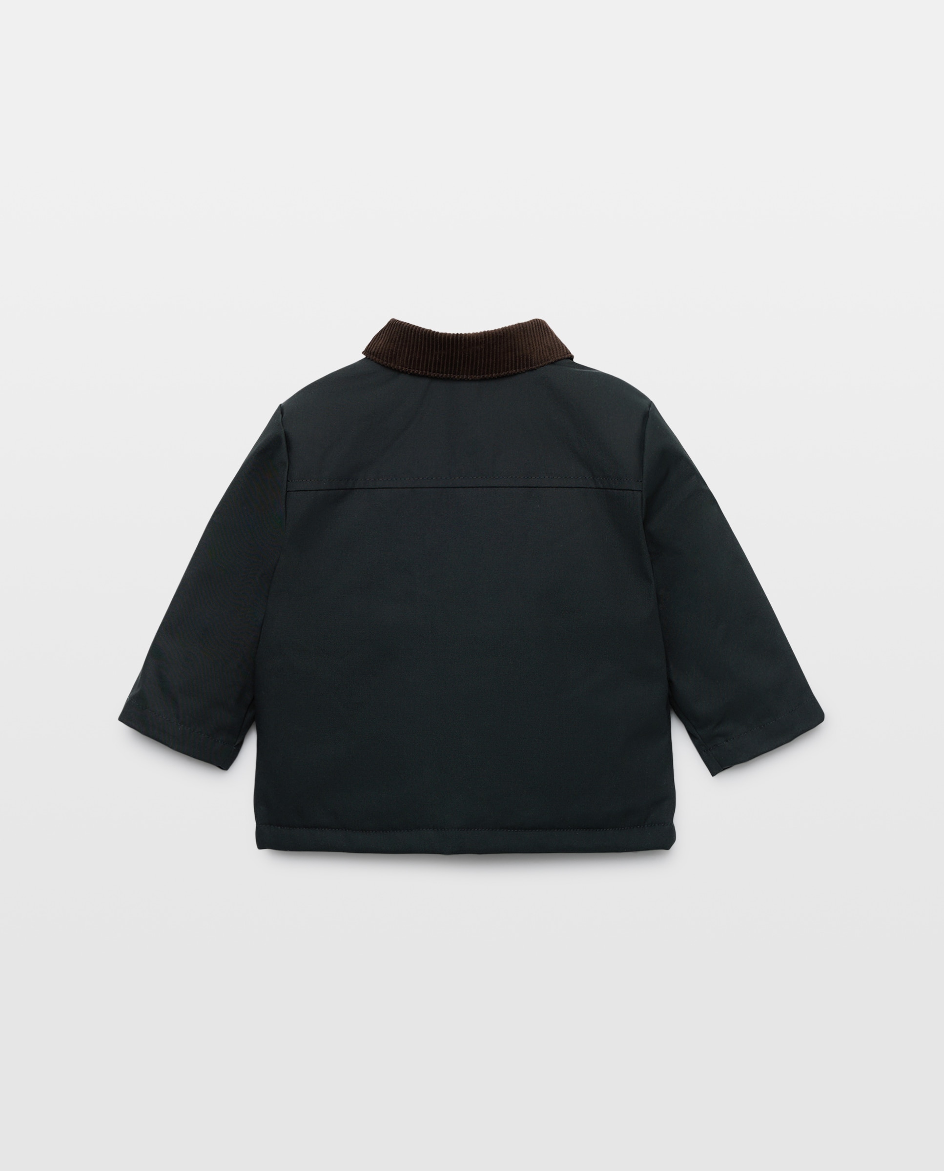 Parka de bebé encerada con cuello de pana 530 Verde oscuro-2