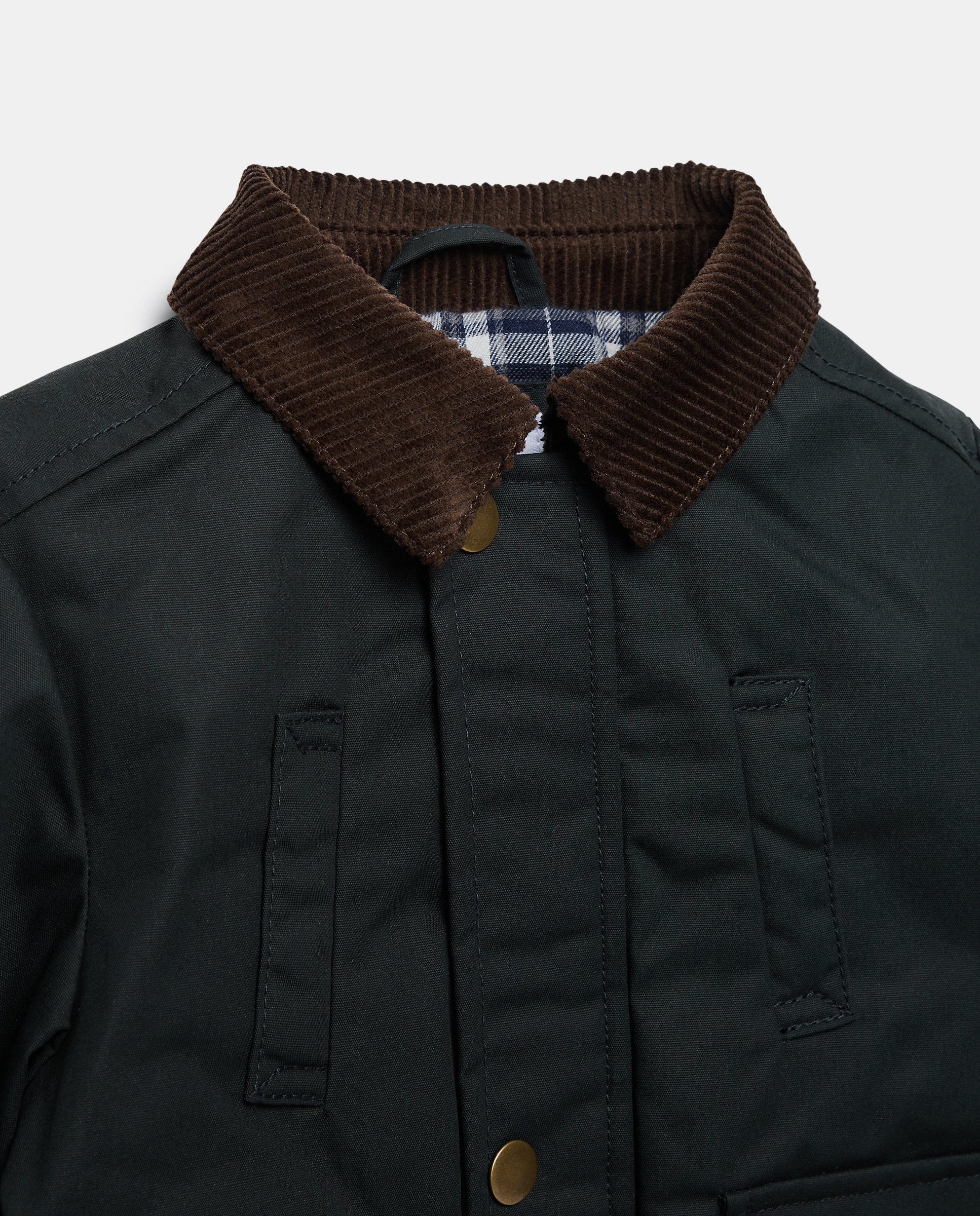 Parka de bebé encerada con cuello de pana 530 Verde oscuro-3