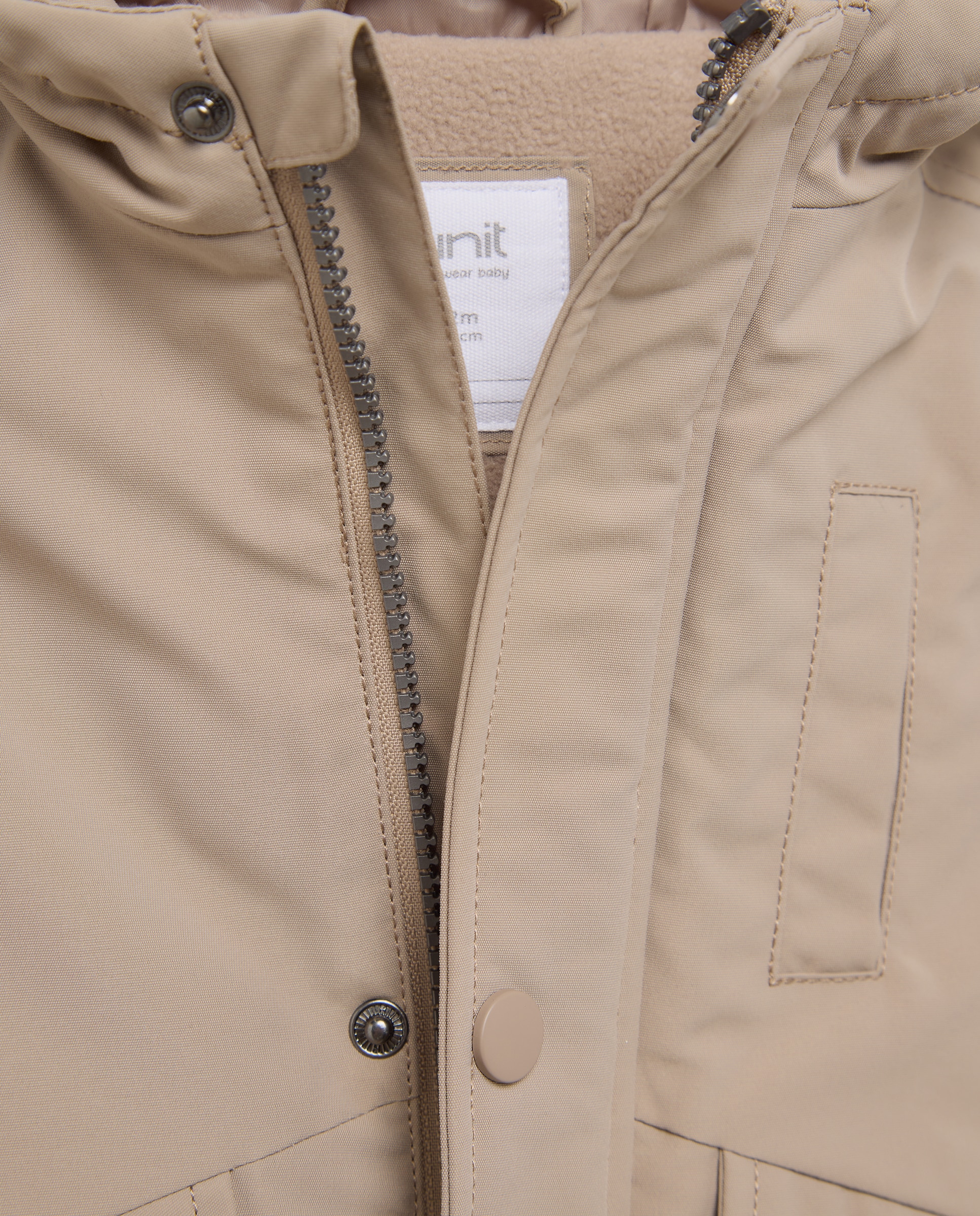 Parka de bebé capucha forrada polar Visón claro-3