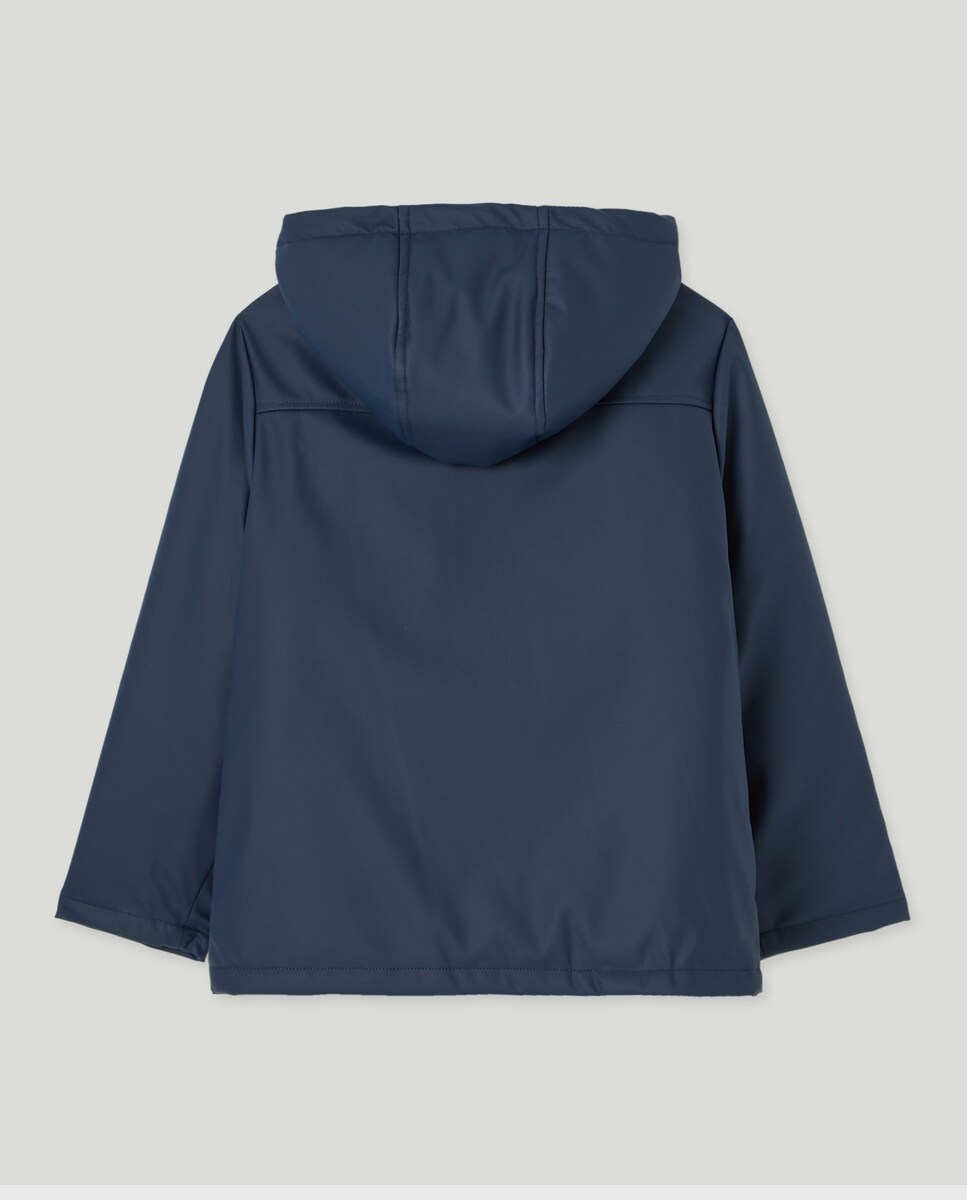 Parka de niño engomada capucha cuello pana Azul-2