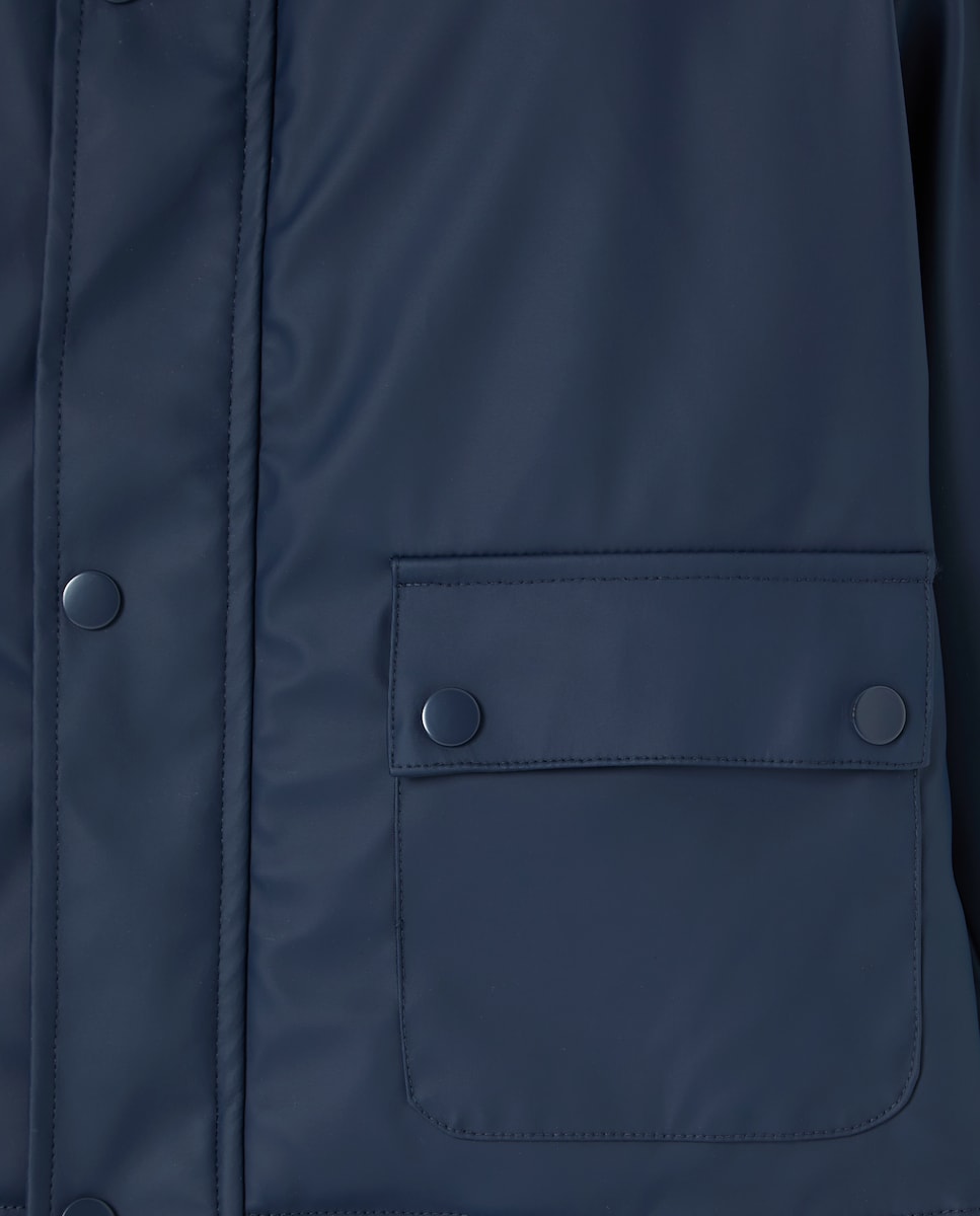 Parka de niño engomada capucha cuello pana Azul-3