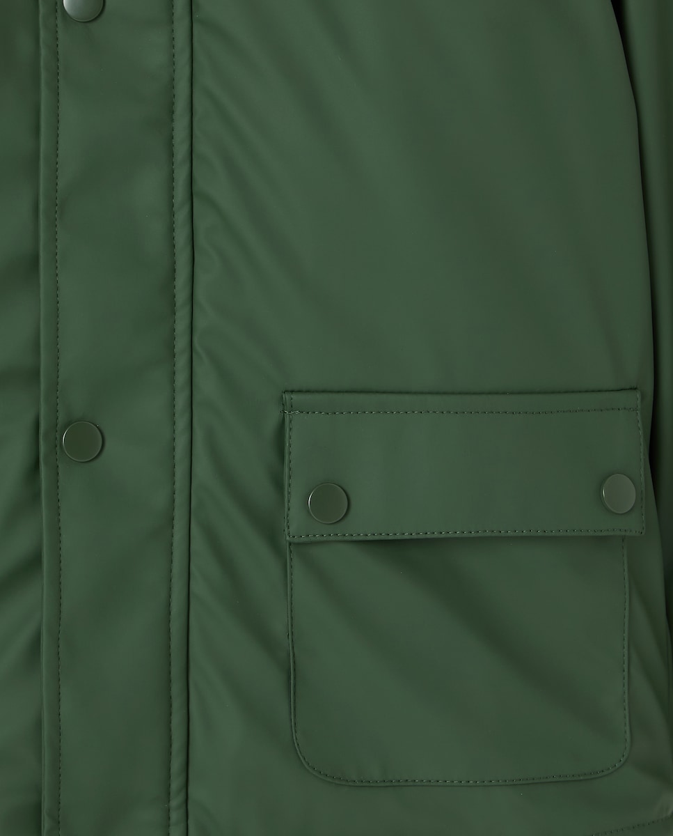 Parka de niño engomada capucha cuello pana Verde-3