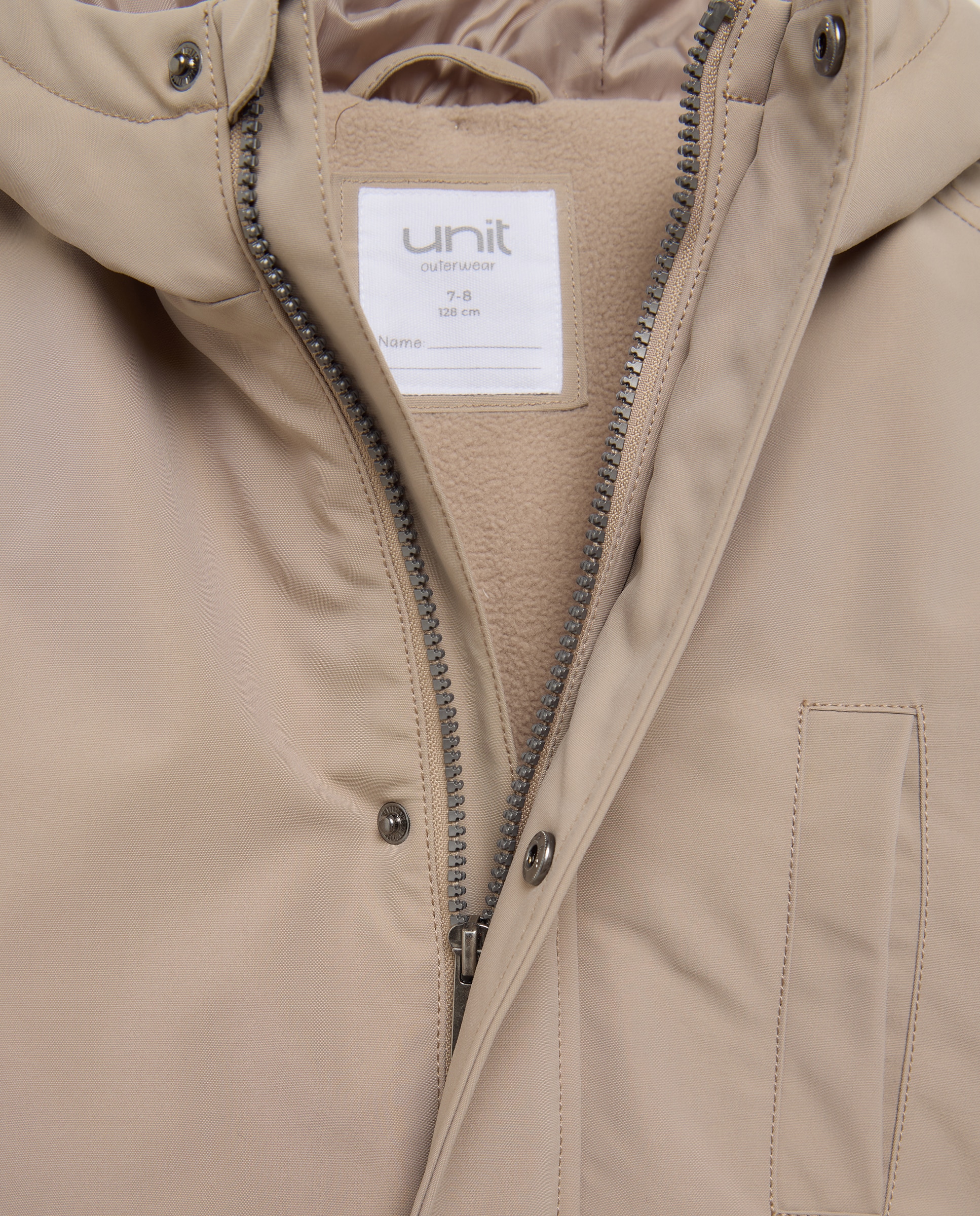 Parka de niño capucha forrada polar Visón claro-3