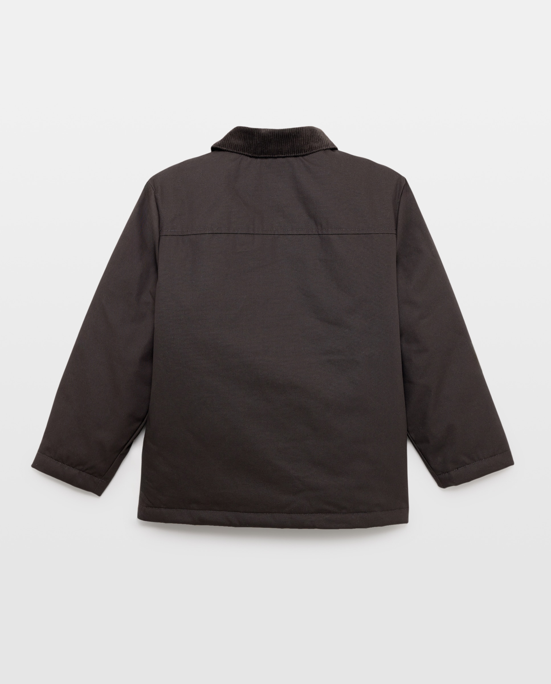 Parka de niño encerada con cuello de pana Marrón-2