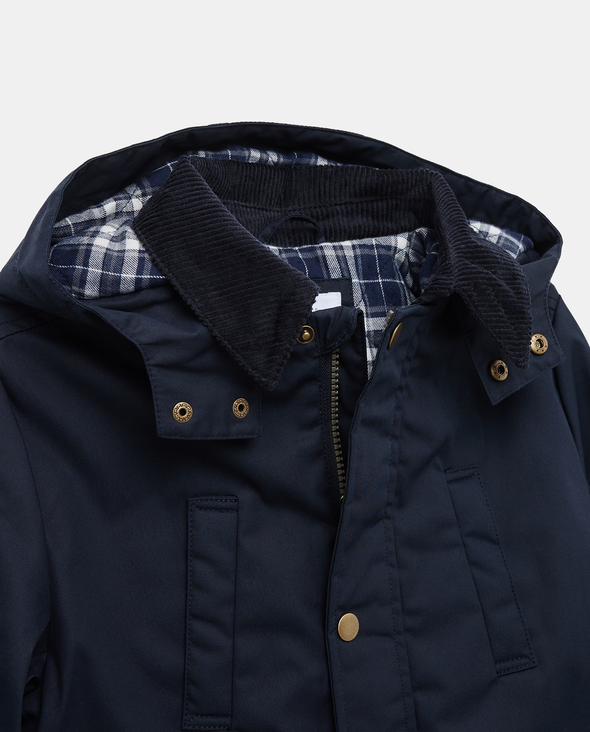 Parka de niño encerada con capucha y cuello de pana Azul marino-3