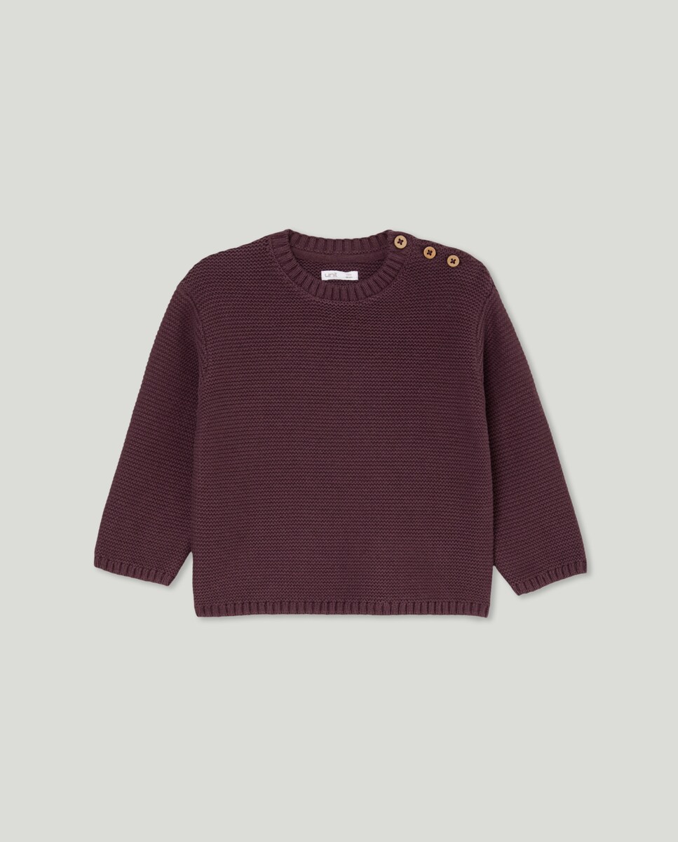 Jersey de bebé cuello caja punto bobo Morado-1
