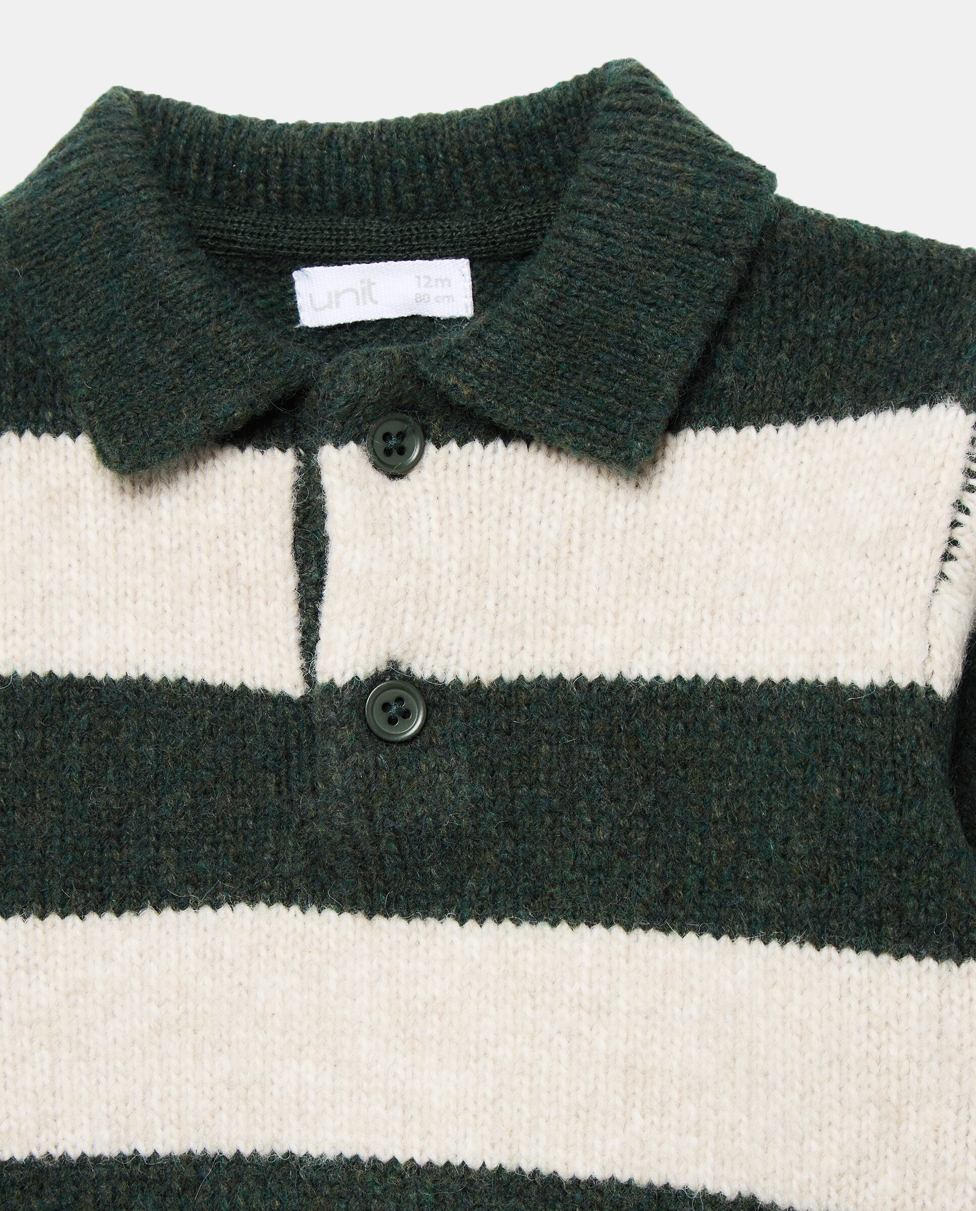 Jersey de bebé cuello polo rayas 530 Verde oscuro-3