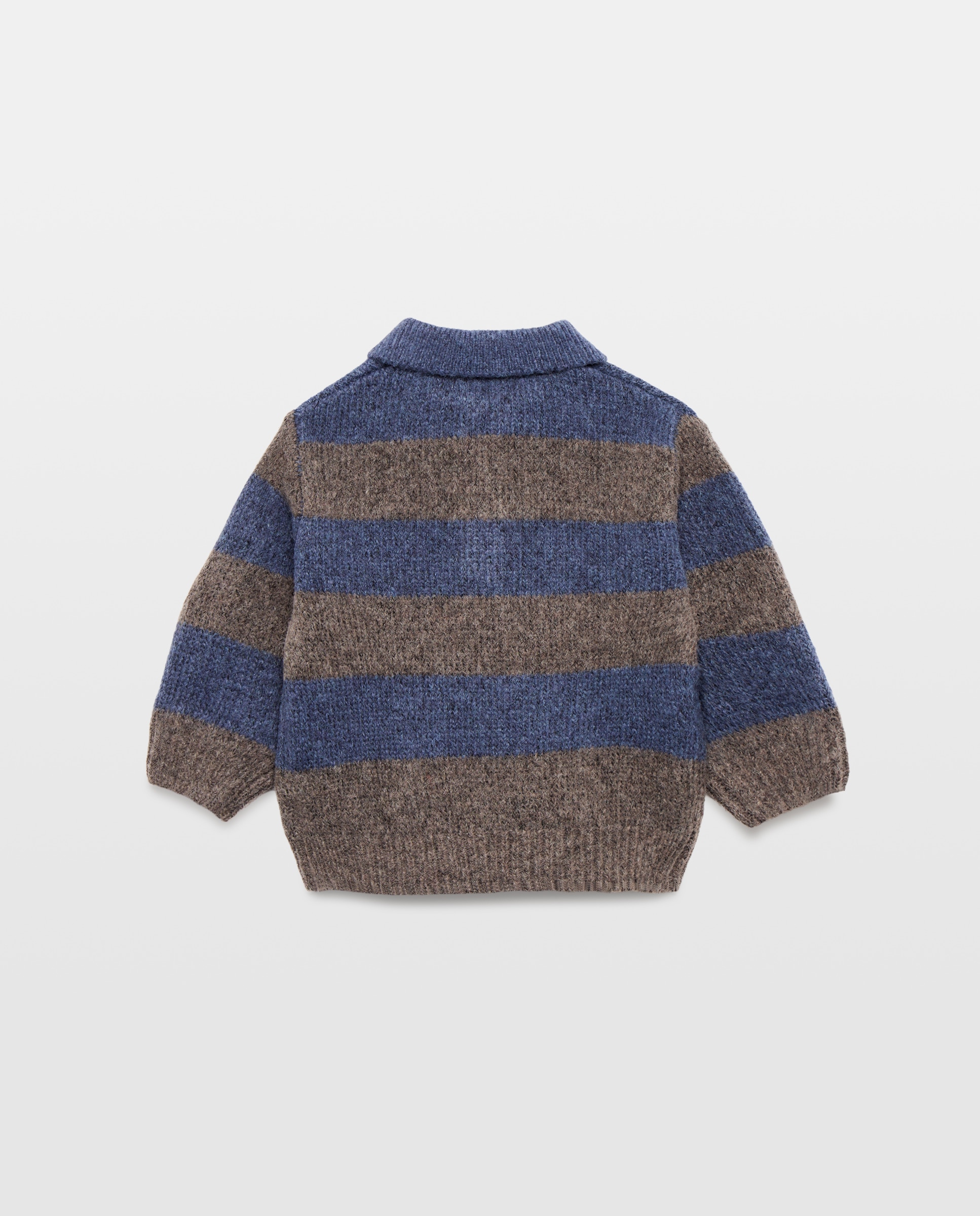 Jersey de bebé cuello polo rayas Visón oscuro-2