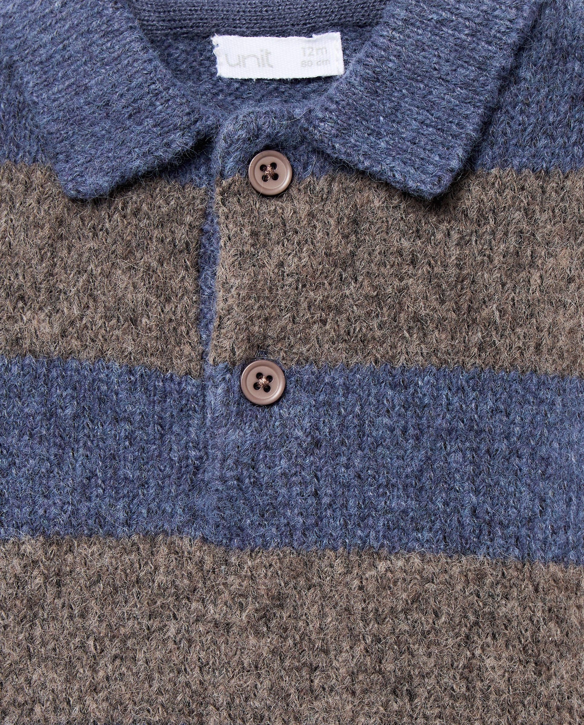 Jersey de bebé cuello polo rayas Visón oscuro-3