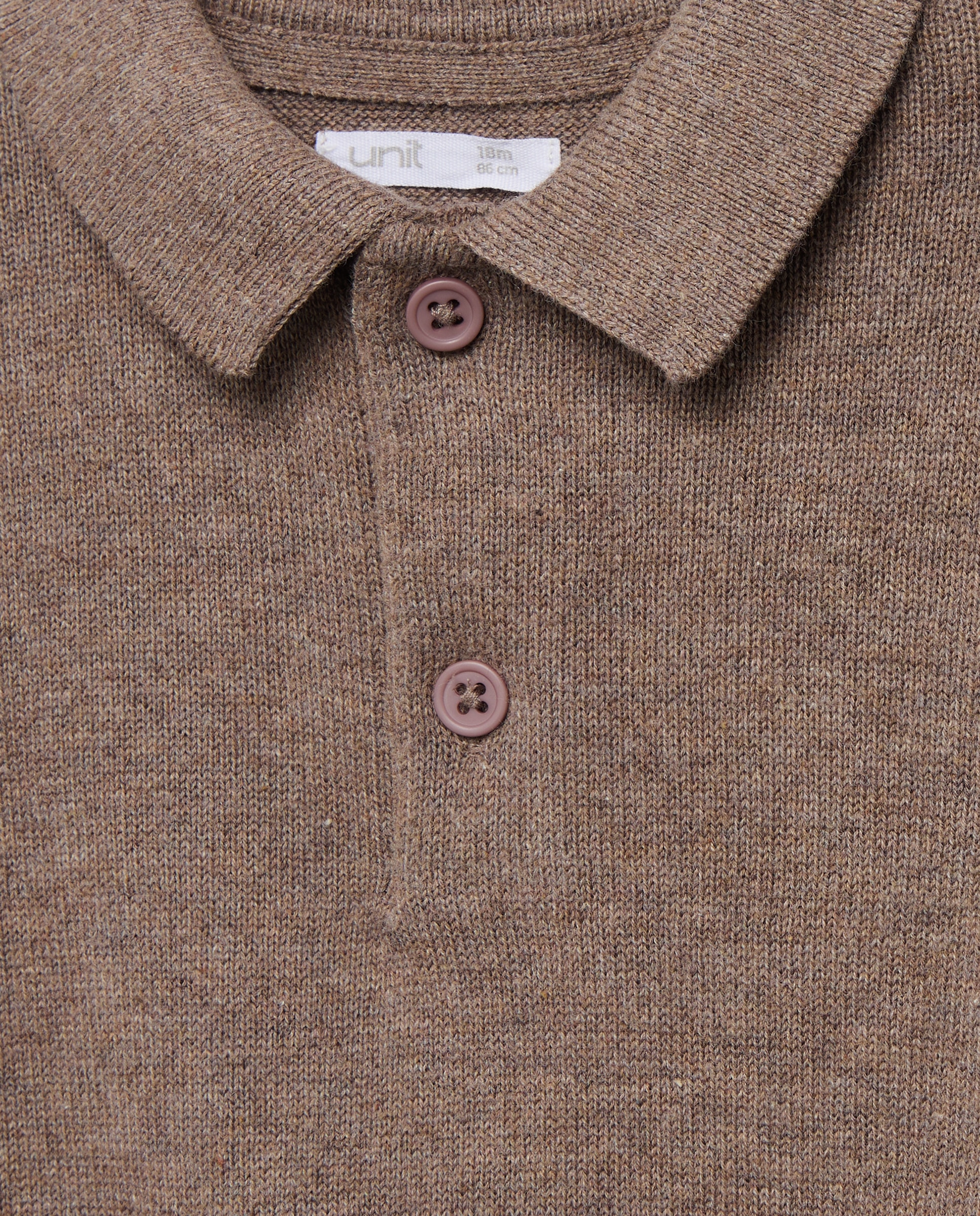 Jersey de bebé cuello polo (melange) Visón oscuro-3