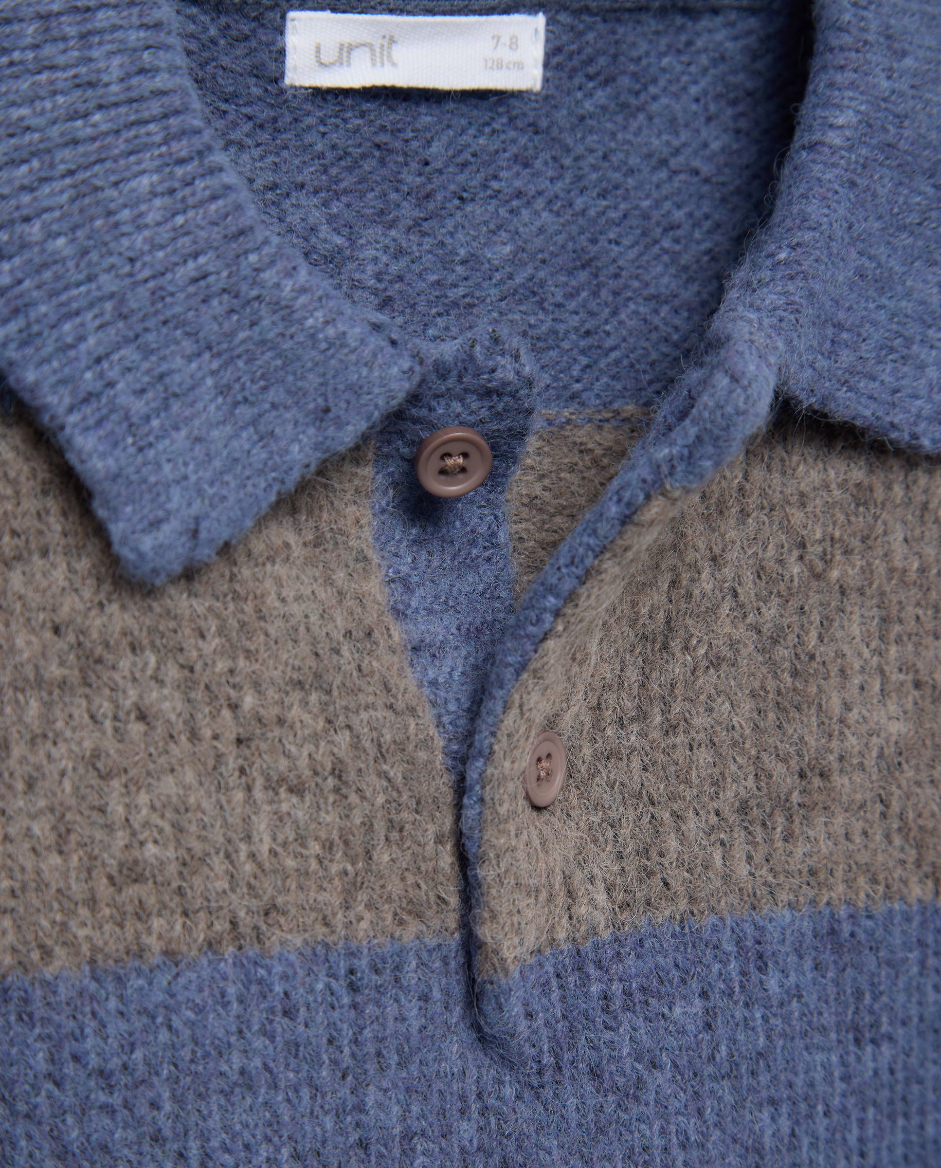Jersey de niño cuello polo rayas Visón oscuro-3