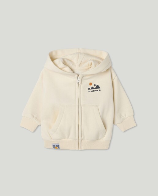 Imagen 0 de Sudadera de bebé estampada lavada con capucha y cremallera