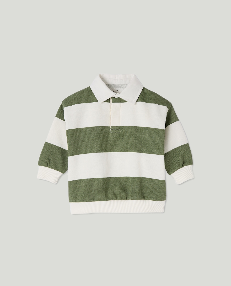 Sudadera de bebé cuello polo Verde-1