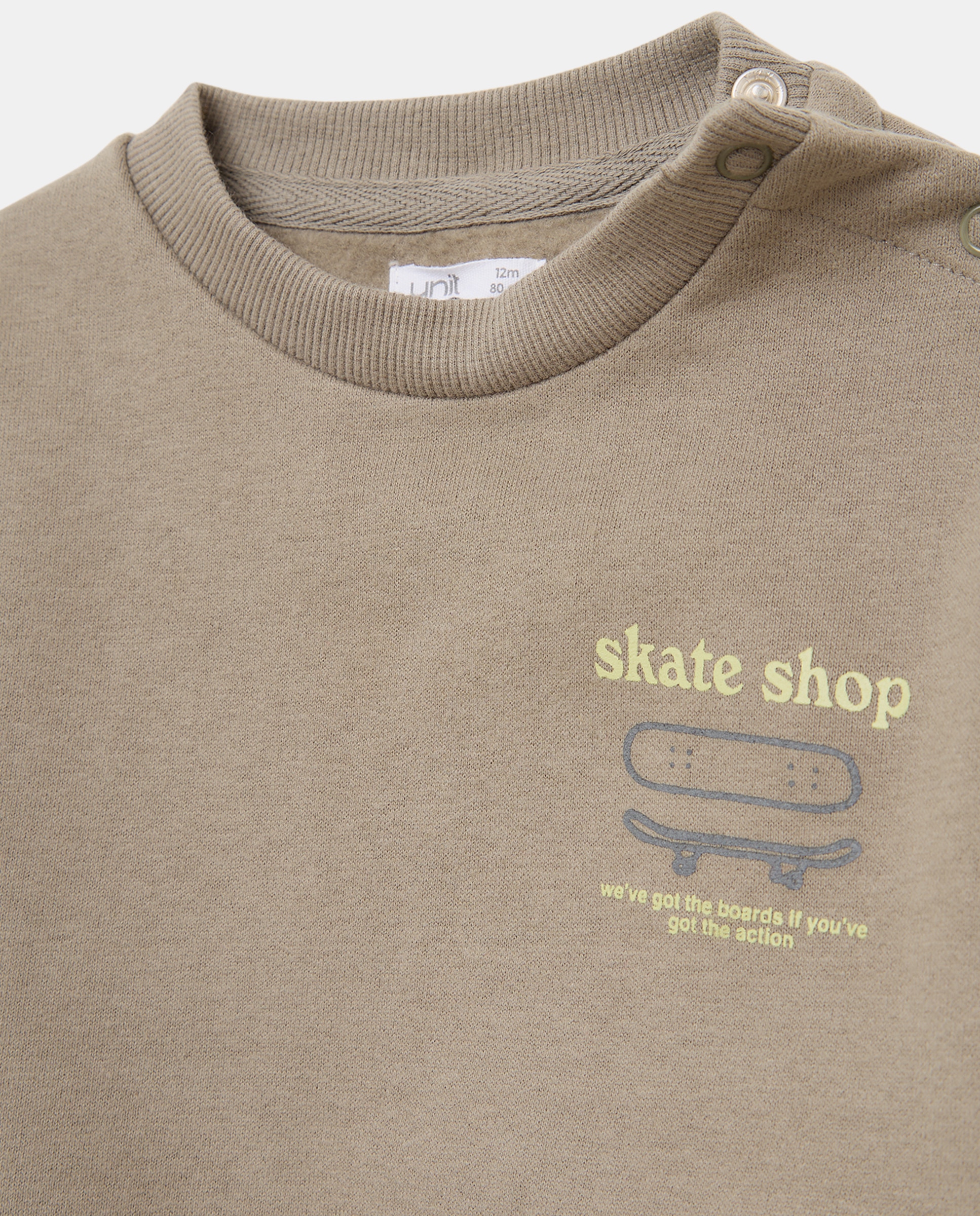 Sudadera de bebé cuello caja estampada 520 Kaki-3