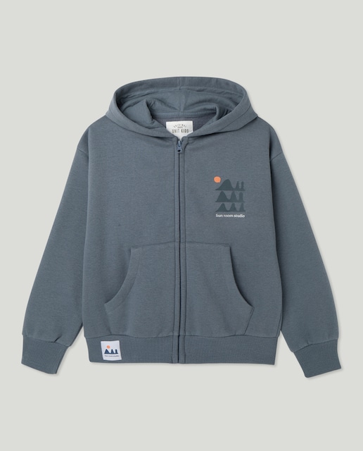 Imagen 0 de Sudadera de niño estampada lavada con capucha y cremallera