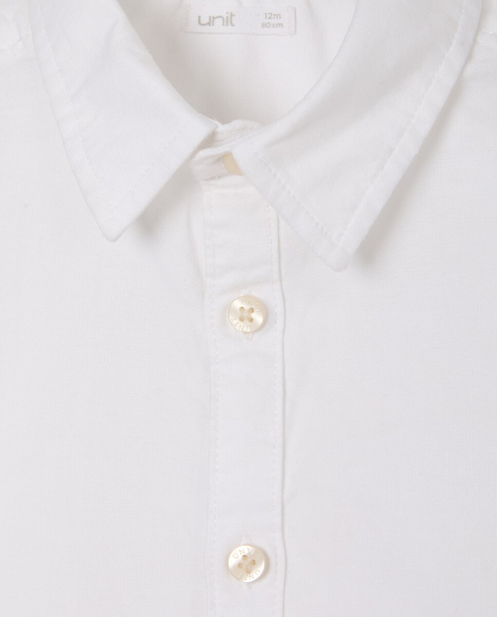 Camisa de bebé oxford lisa Blanco-3