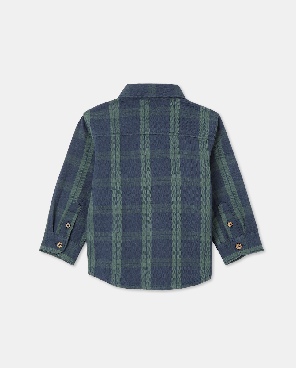 Camisa de bebé cuadro tartan Azul-2
