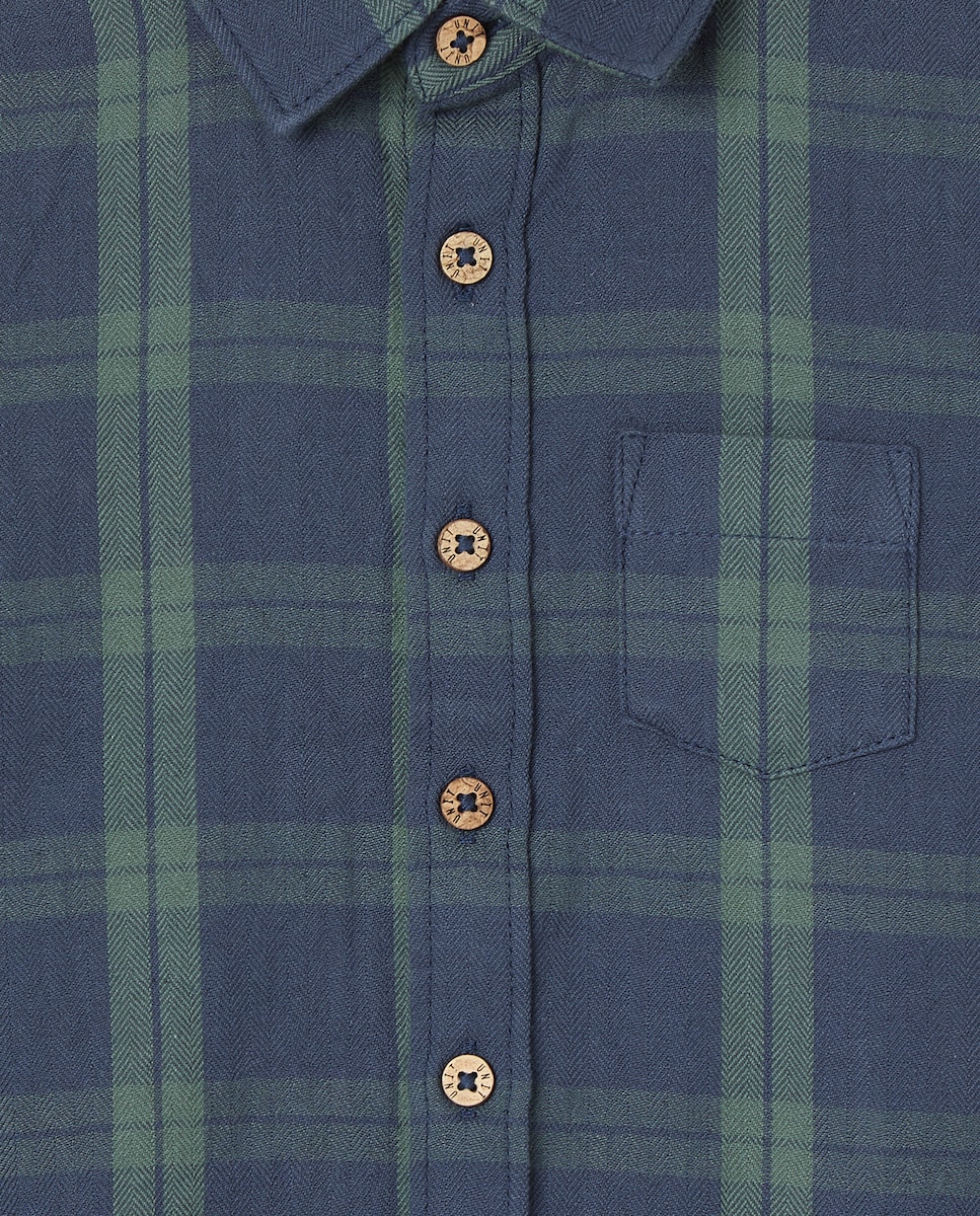 Camisa de bebé cuadro tartan Azul-3