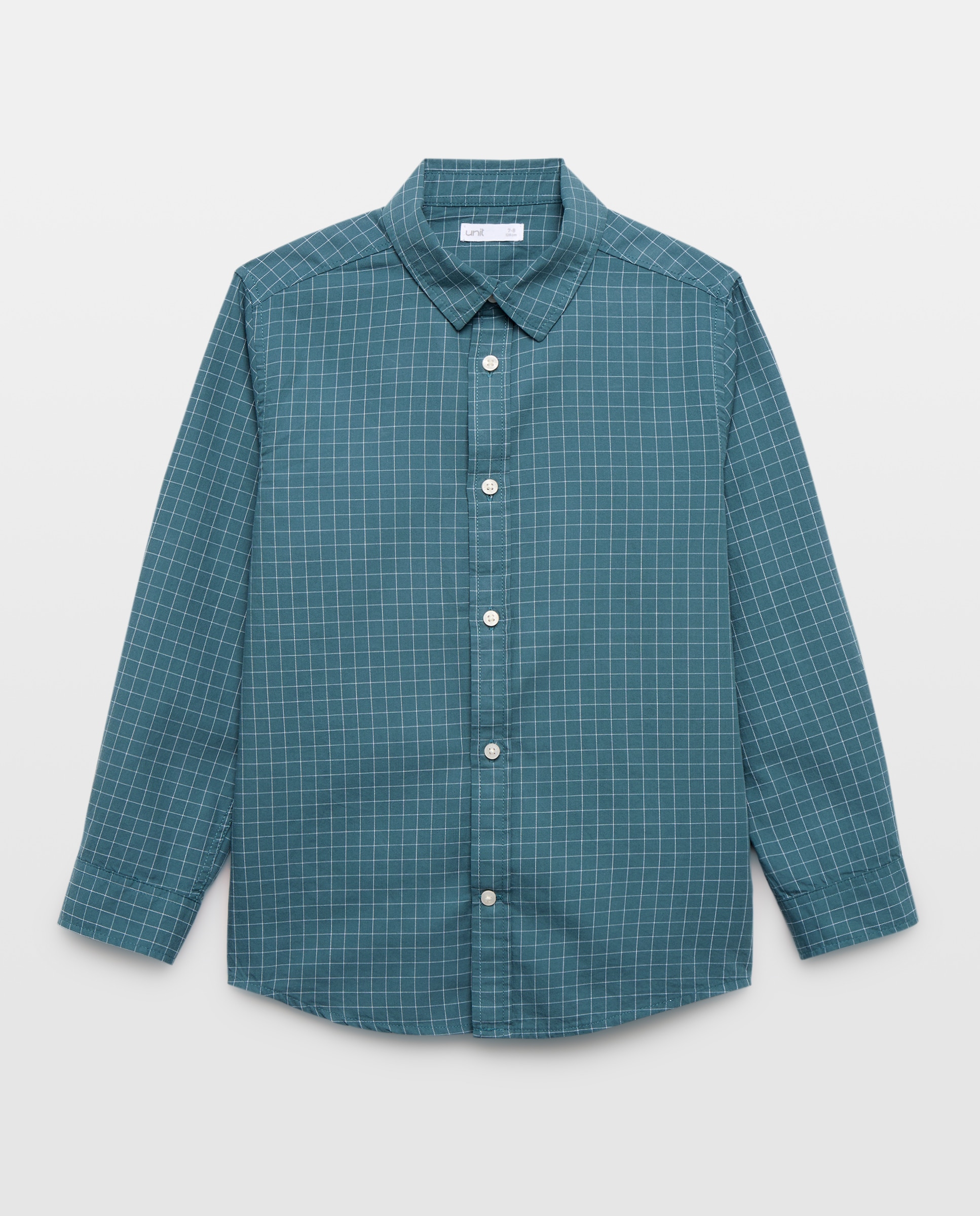Camisa de niño twill cuadro Verde Pato-1