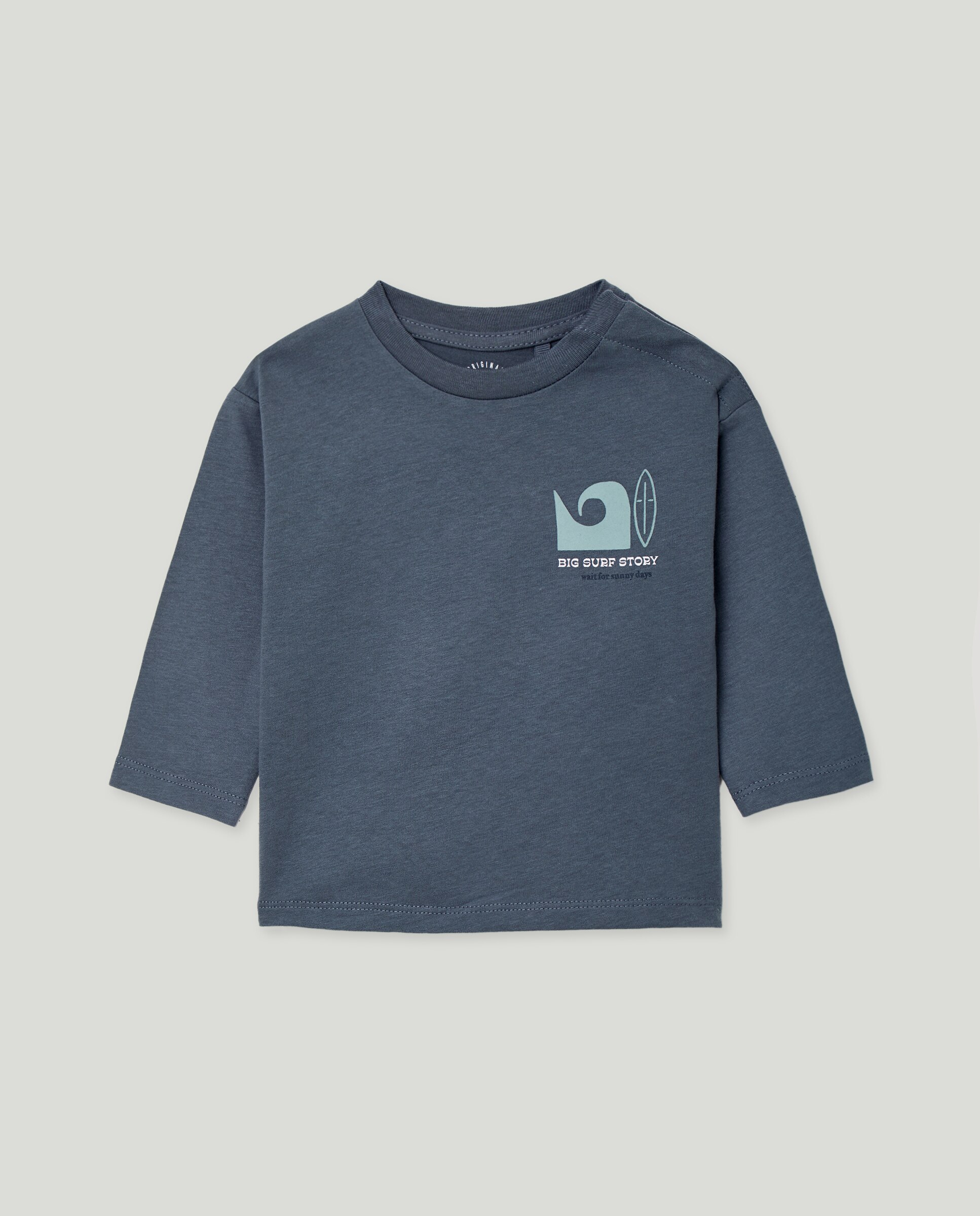 Camiseta de bebé estampada manga larga Azul-1