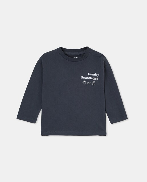 Imagen 0 de Camiseta de bebé estampado flock manga larga