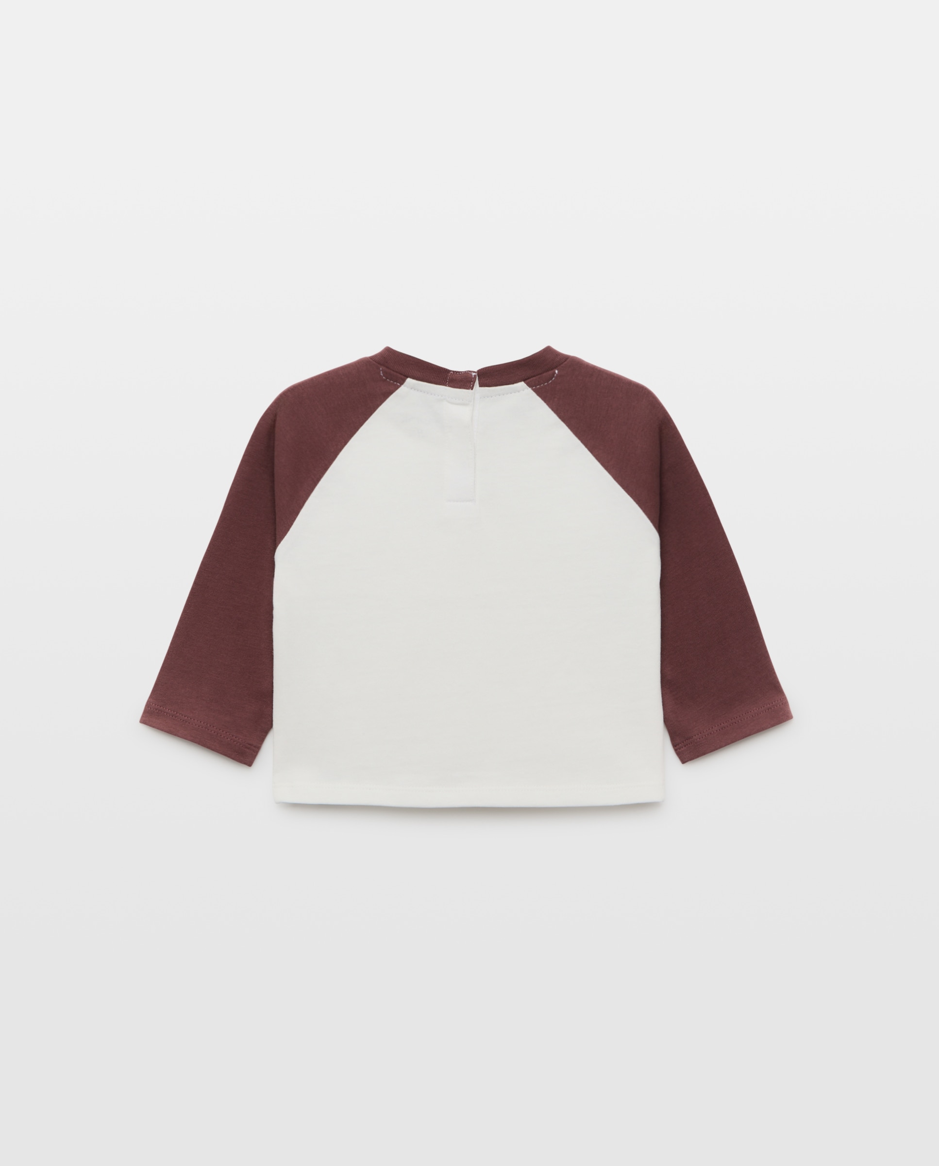 Camiseta de bebé estampada ranglan manga larga 291 Berenjena-2