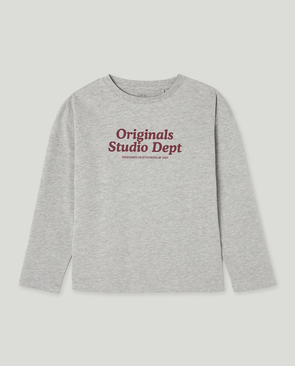 Camiseta de niño estampada manga larga Gris-1